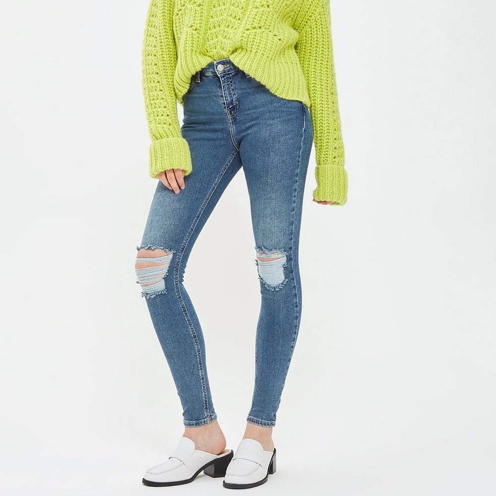 Topshop Jamie High Waisted Distressed Acid Washed Jeans